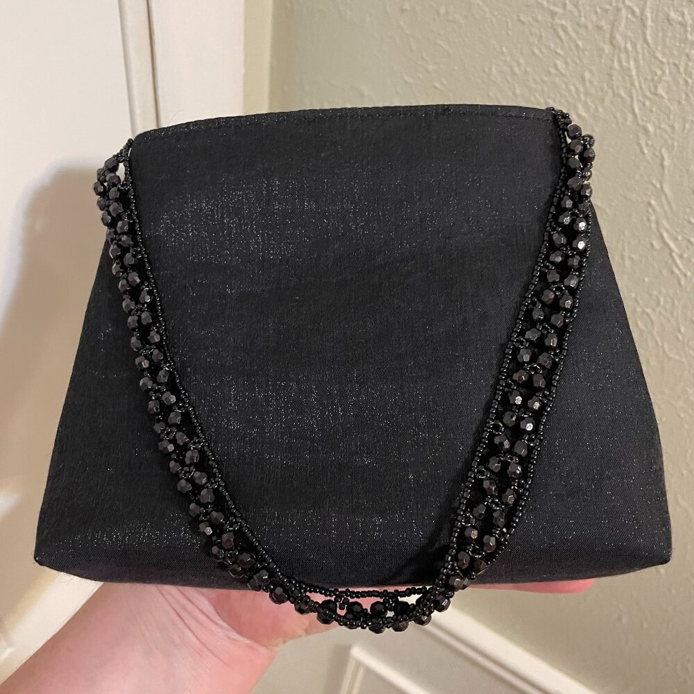 La Regale - Small Satin with Beaded Handle Evening Purse - Formal Bag